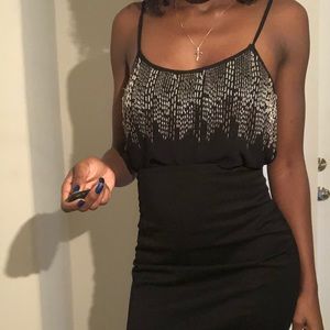 Silver and Gold Beaded Black Cami